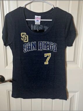 MLB San Diego Navy Blue Graphic Tee with Gold Accents